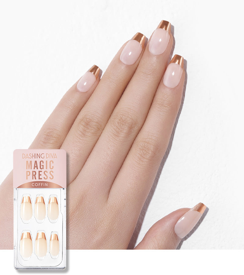 [SOFT METALLIC] MAGIC PRESS MANI- ROSE GOLD CHIC FRENCH