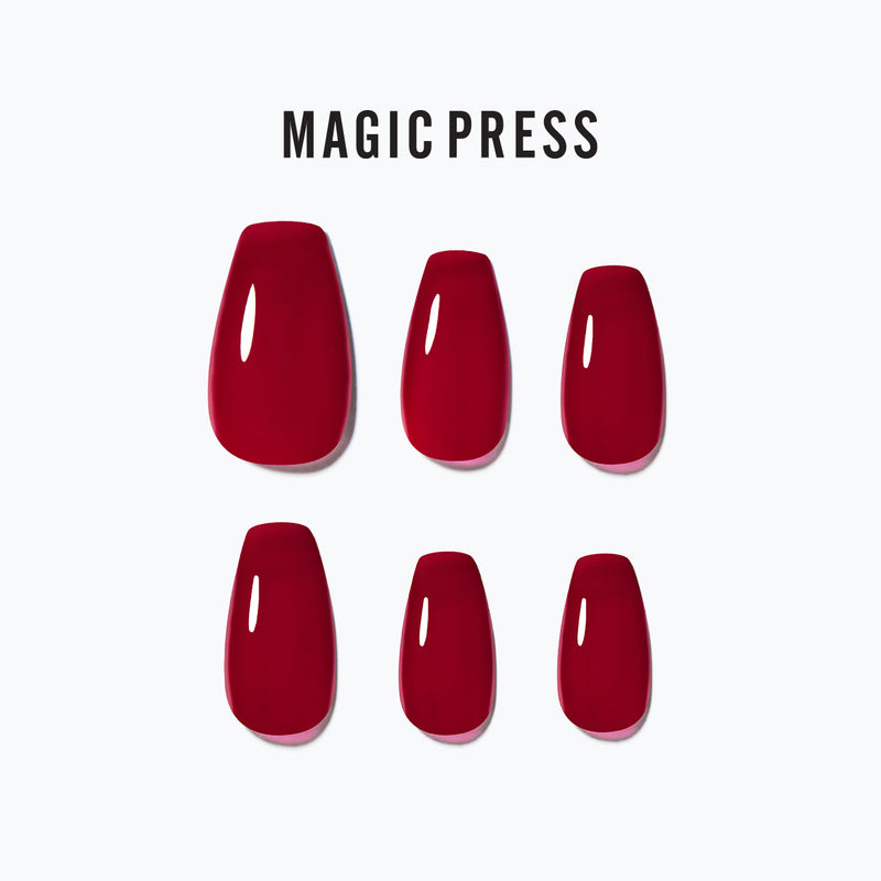 [COLOUR SERIES] MAGIC PRESS NAIL - BURGUNDY (COFFIN)