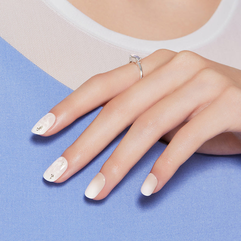 [DRAWING HEART] MAGIC PRESS NAIL - WHITE MARBLE