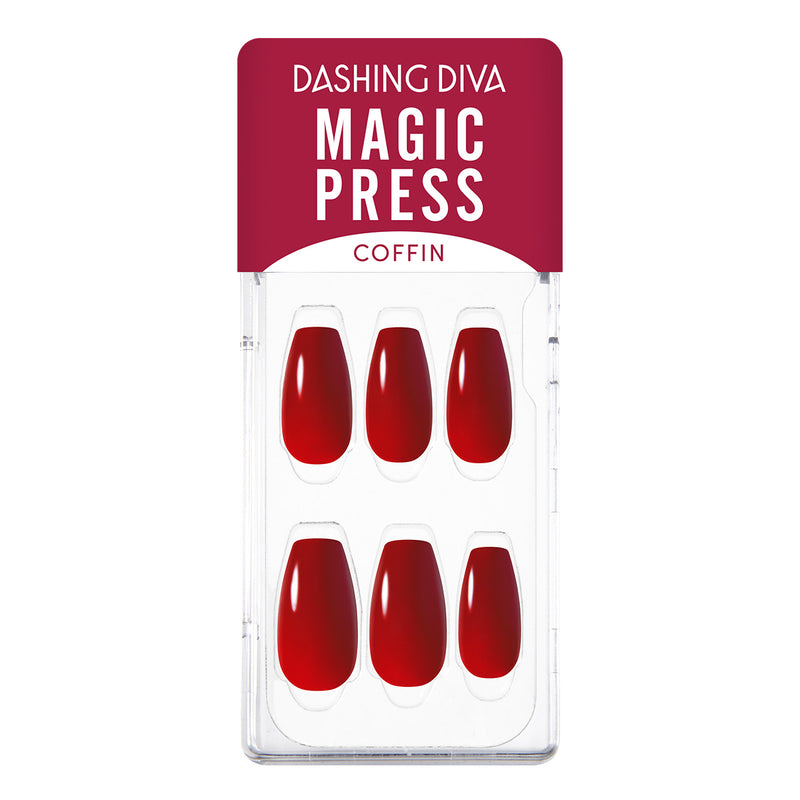 [COLOUR SERIES] MAGIC PRESS NAIL - BURGUNDY (COFFIN)