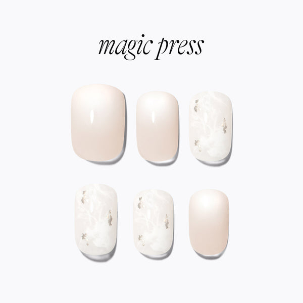[DRAWING HEART] MAGIC PRESS NAIL - WHITE MARBLE