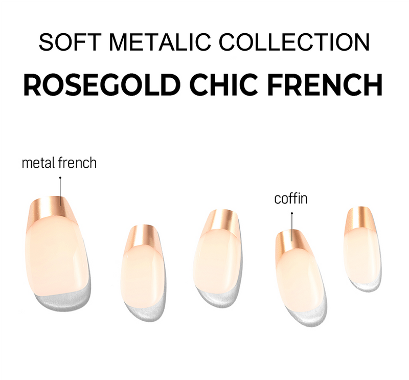 [SOFT METALLIC] MAGIC PRESS MANI- ROSE GOLD CHIC FRENCH