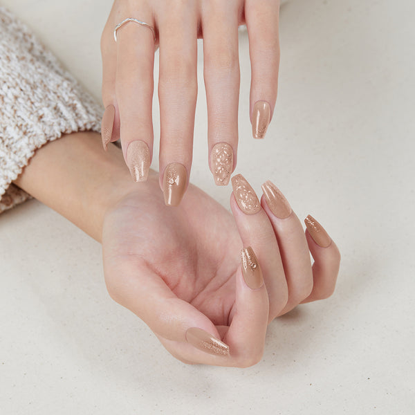 [DRAWING HEART] MAGIC PRESS NAIL - BROWN QUILTING