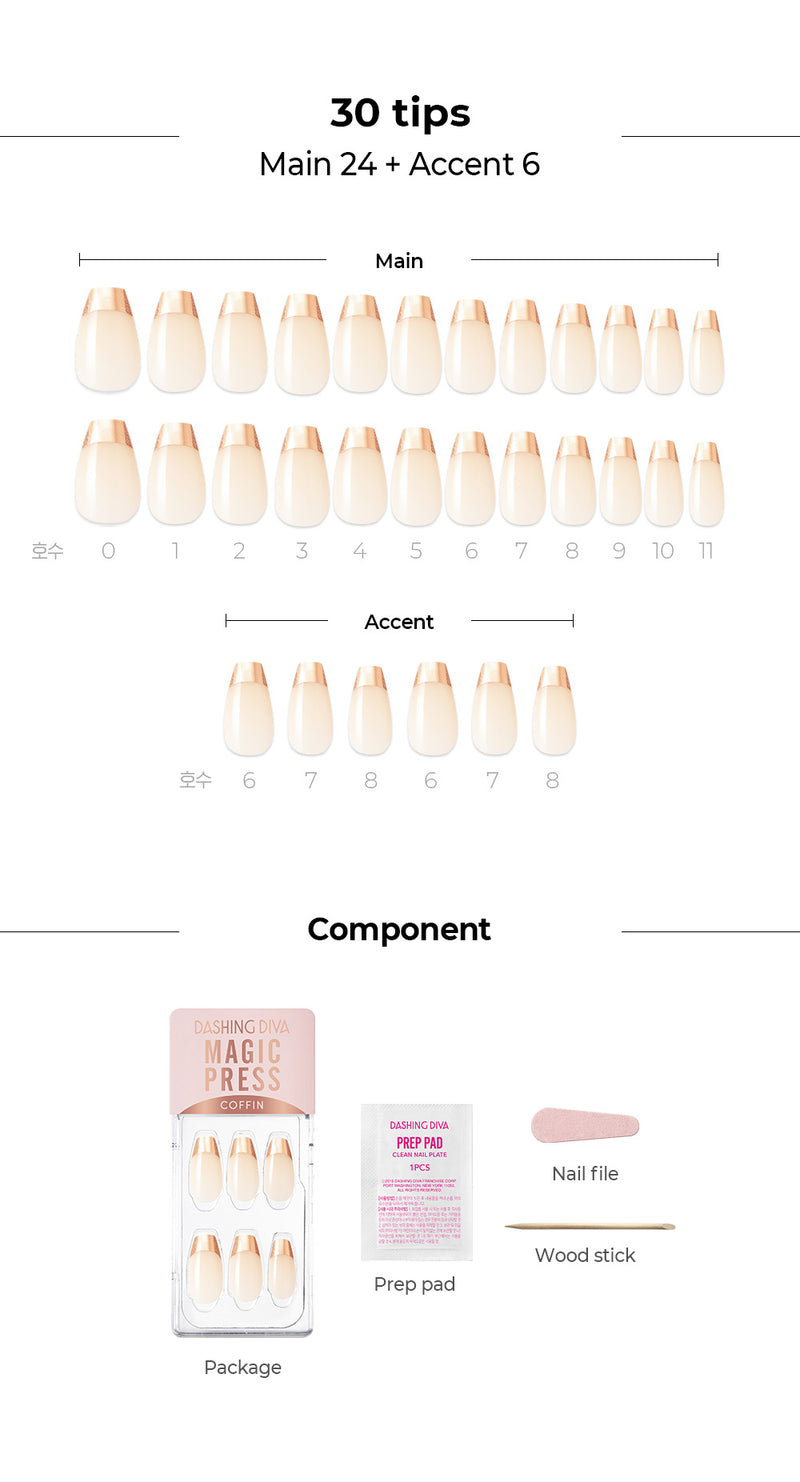 [SOFT METALLIC] MAGIC PRESS MANI- ROSE GOLD CHIC FRENCH
