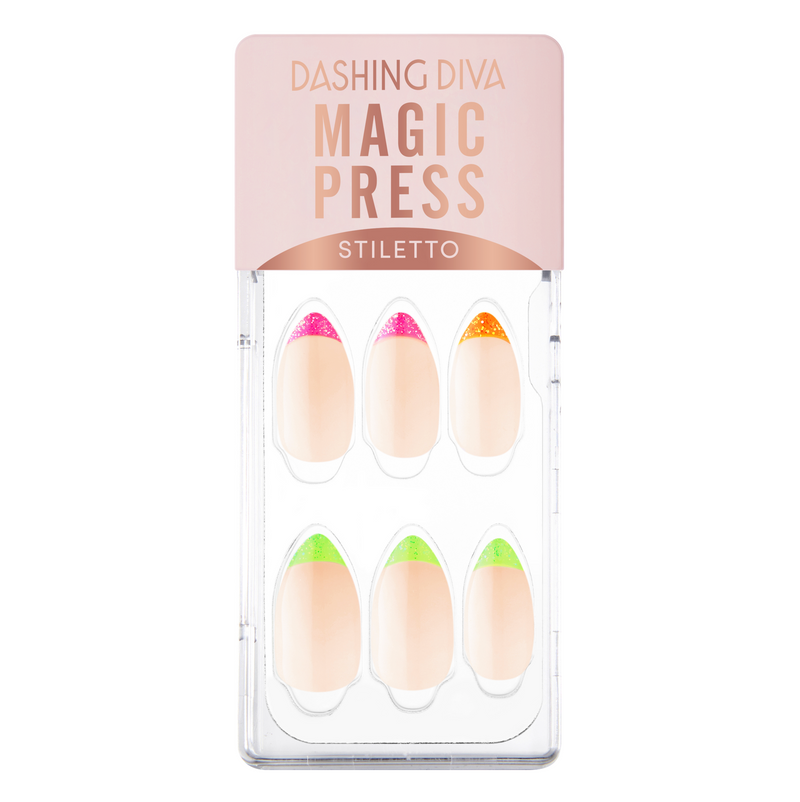 [MULTI DROP COLLECTION] MAGIC PRESS NAIL - GLITTER NEON EDGE FRENCH