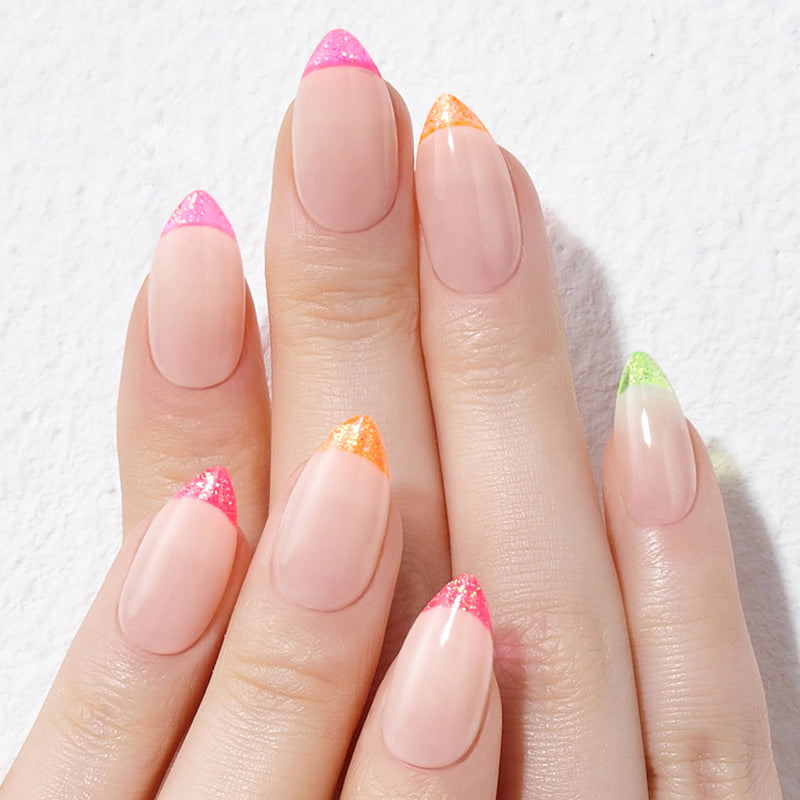 [MULTI DROP COLLECTION] MAGIC PRESS NAIL - GLITTER NEON EDGE FRENCH