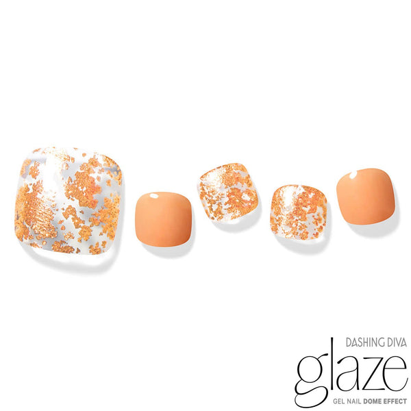 [FOIL & FLAKE ART] GLAZE GEL PEDI – ORANGE FLAKES