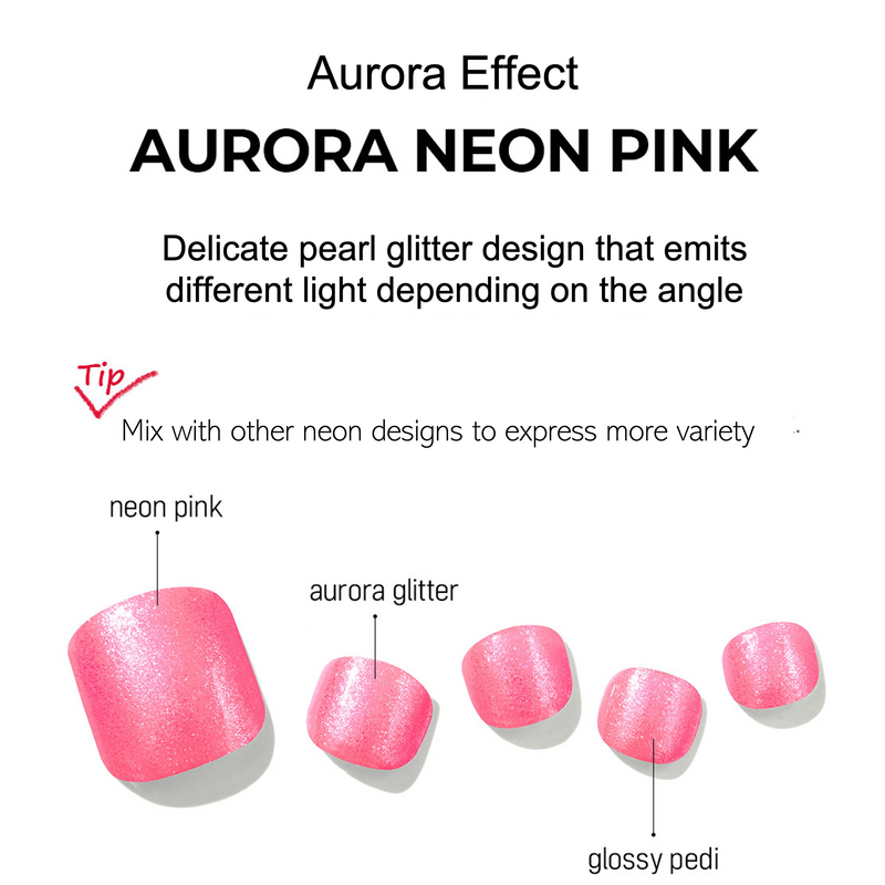 [AURORA EFFECT] GLOSS GEL PEDI STICKER - AURORA NEON PINK