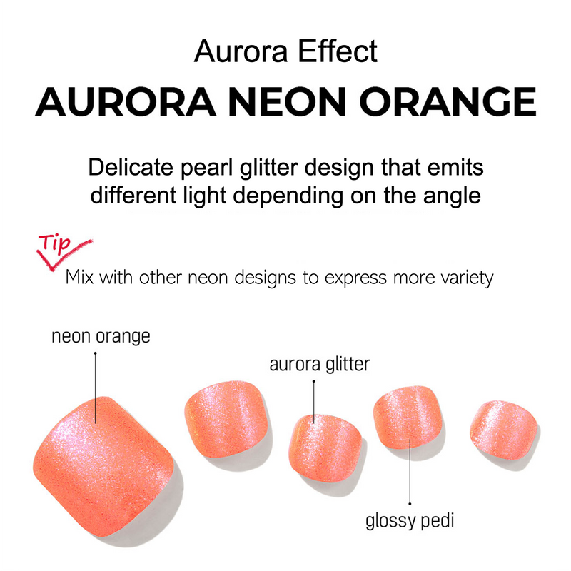 [AURORA EFFECT] GLOSS GEL PEDI STICKER - AURORA NEON ORANGE