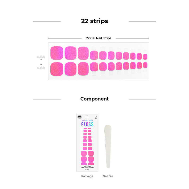 [AURORA EFFECT] GLOSS GEL PEDI STICKER - AURORA NEON PINK