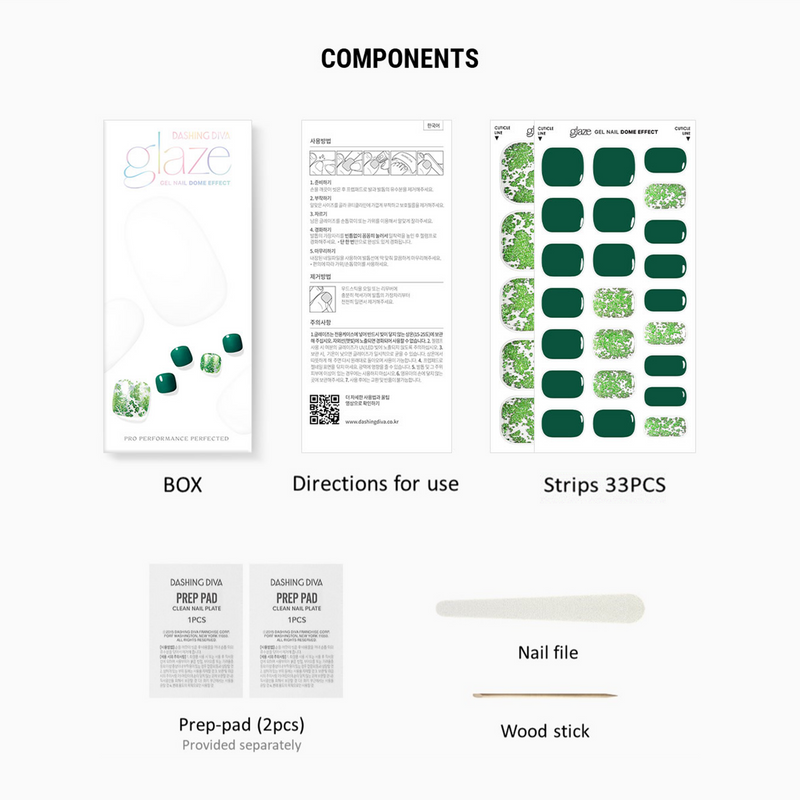 [FOIL & FLAKE ART] GLAZE GEL PEDI – LEAF FLAKES