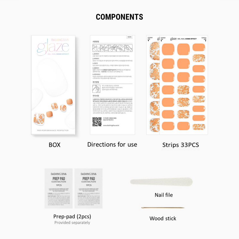 [FOIL & FLAKE ART] GLAZE GEL PEDI – ORANGE FLAKES