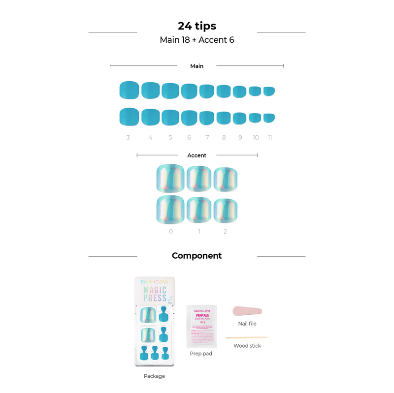 [GLASS NAIL COLLECTION] MAGIC PRESS PEDI - AQUA SHINE BEAM
