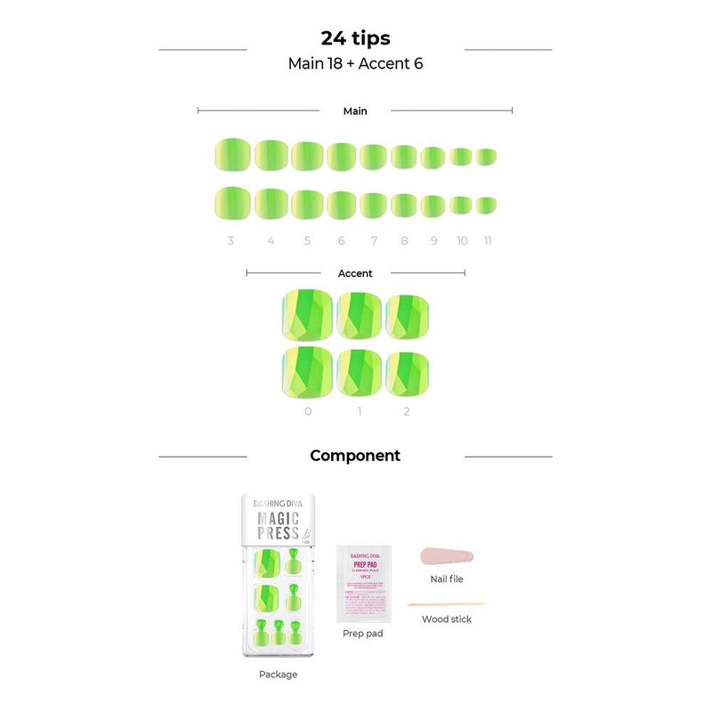 [VIVID RAINBOW COLLECTION] MAGIC PRESS PEDI - NEON LIGHT GREEN