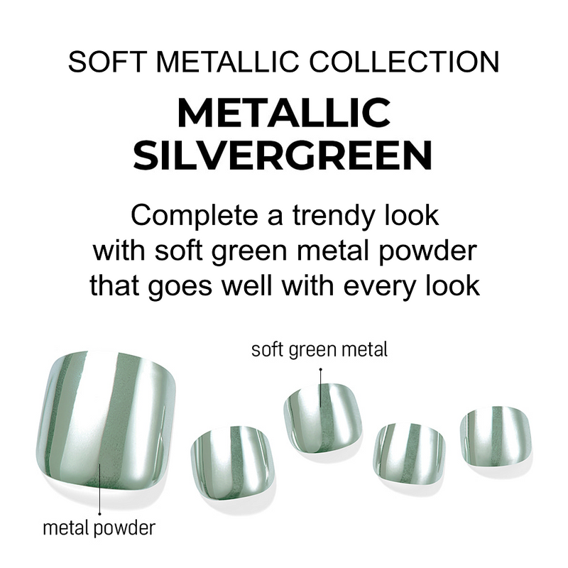 [SOFT METALLIC] MAGIC PRESS PEDI - METALLIC SILVER GREEN