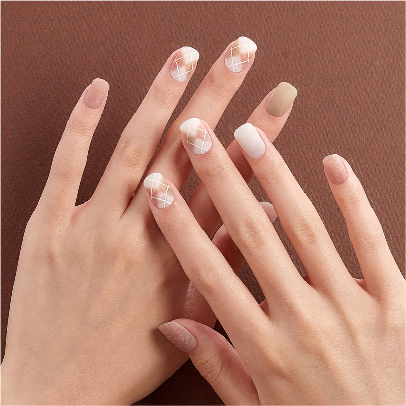 [TWEED & TERRAZZO] MAGIC PRESS NAIL - COZY PINK CHECK