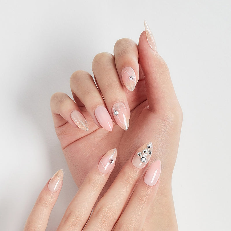 [WEDDING RING] MAGIC PRESS NAIL - PINK CRYSTAL