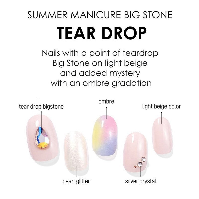[SUMMER MANICURE BIG STONE] GLOSS GEL NAIL STICKER - TEAR DROP