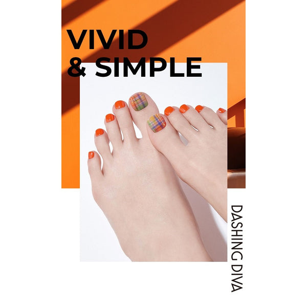 [VIVID & SIMPLE COLLECTION] MAGIC PRESS PEDI - ORANGE PLAID
