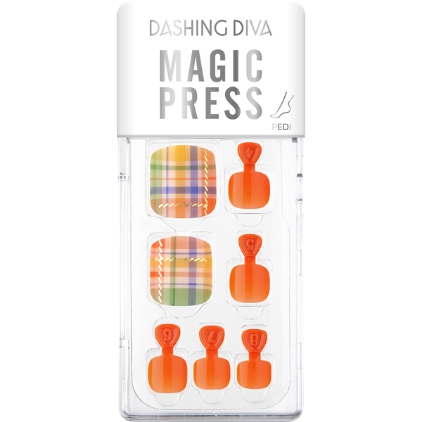 [VIVID & SIMPLE COLLECTION] MAGIC PRESS PEDI - ORANGE PLAID