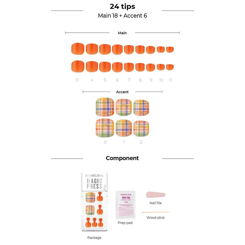 [VIVID & SIMPLE COLLECTION] MAGIC PRESS PEDI - ORANGE PLAID