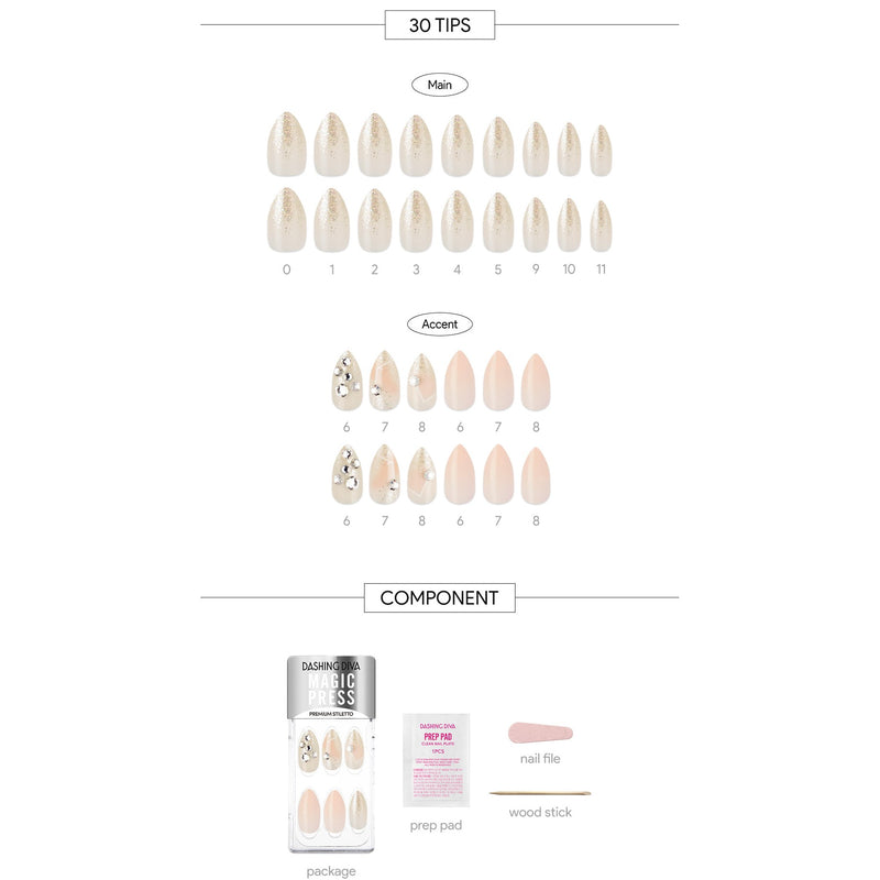 [WEDDING RING] MAGIC PRESS NAIL - PINK CRYSTAL