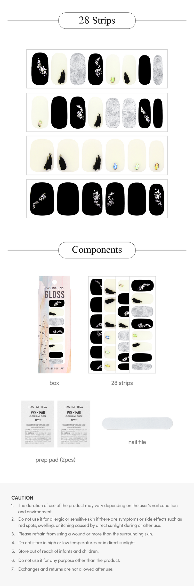 [ONE SUMMER NIGHT] GLOSS GEL NAIL STICKER - URBAN BLACK
