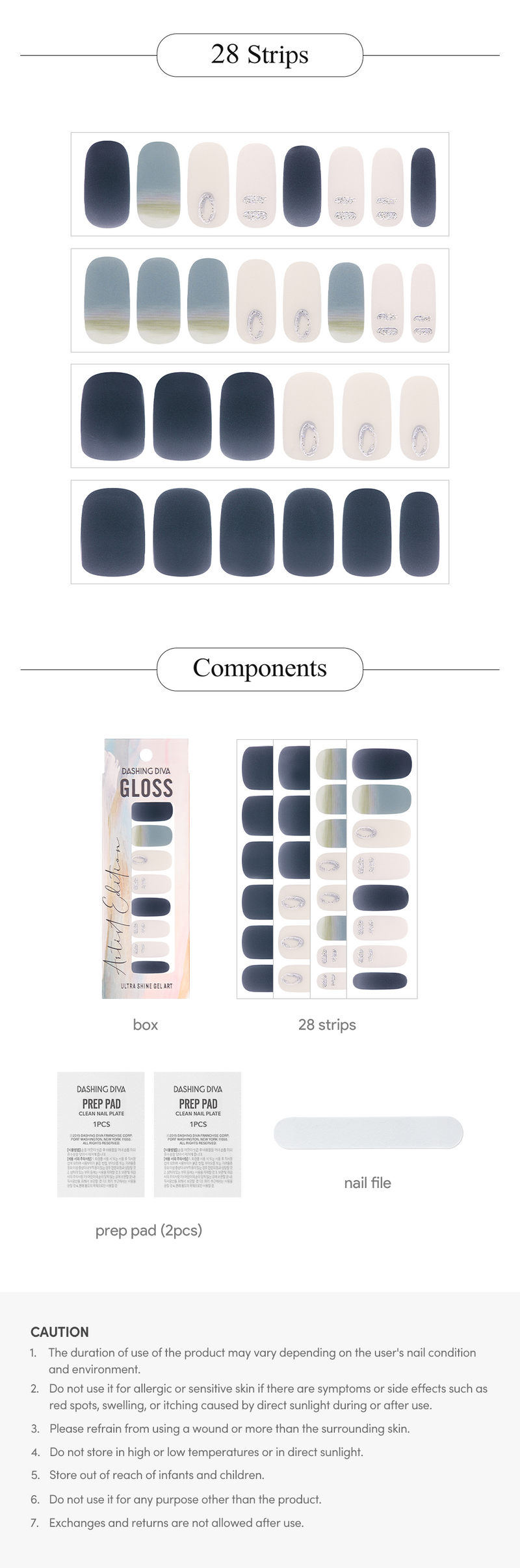 [ONE SUMMER NIGHT] GLOSS GEL NAIL STICKER - MIDNIGHT SILVER
