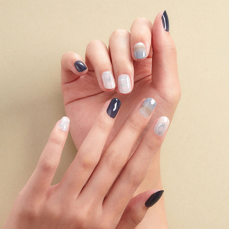 [ONE SUMMER NIGHT] GLOSS GEL NAIL STICKER - MIDNIGHT SILVER