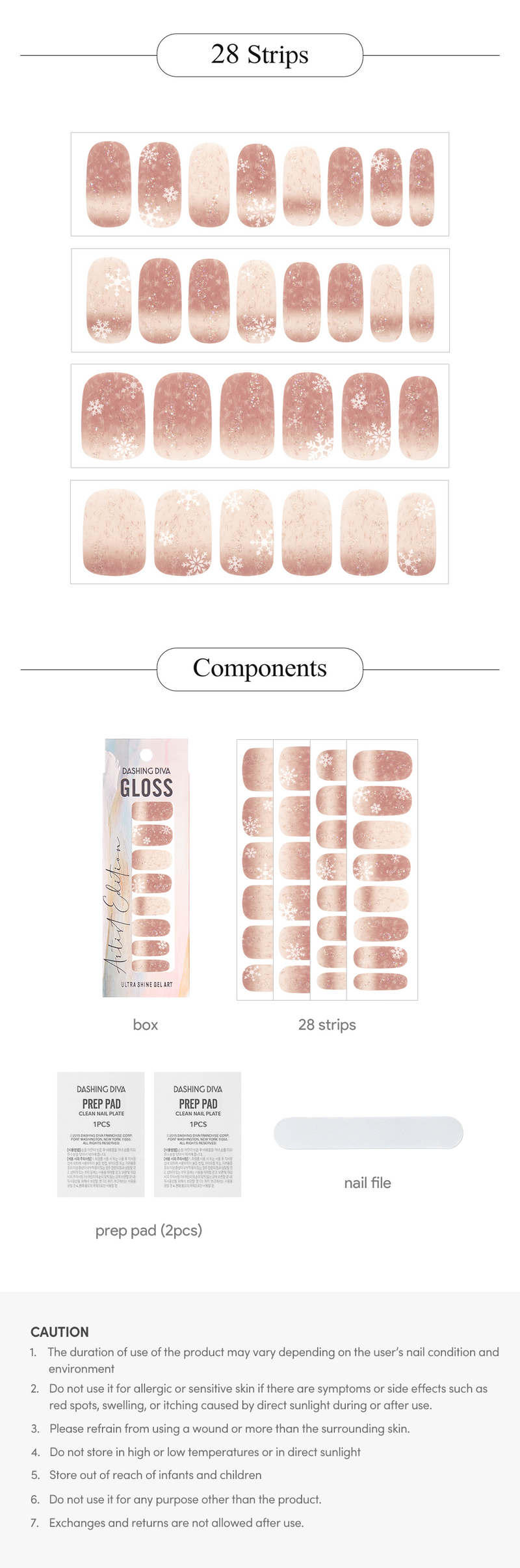[ONE SUMMER NIGHT] GLOSS GEL NAIL STICKER - MERRY SNOW